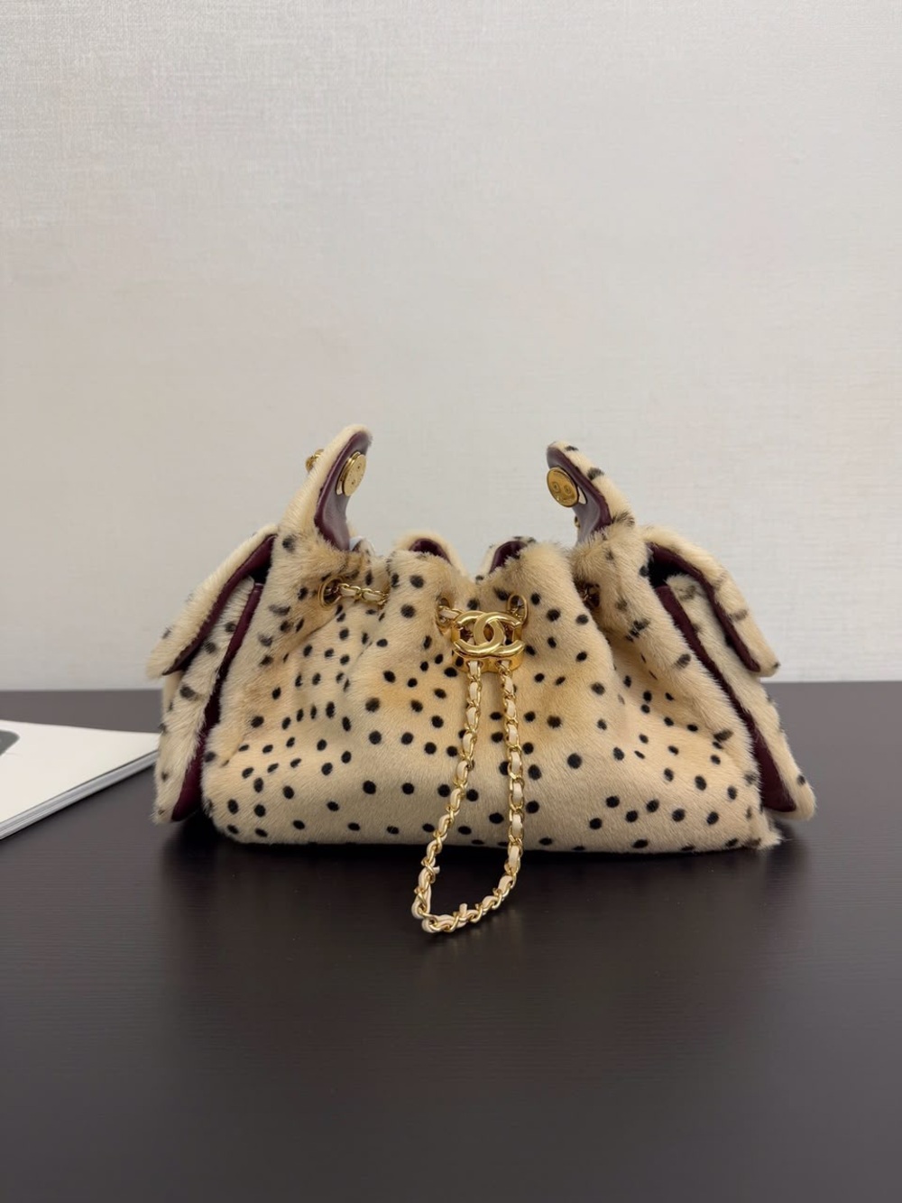 Polka dot and red shoulder bag